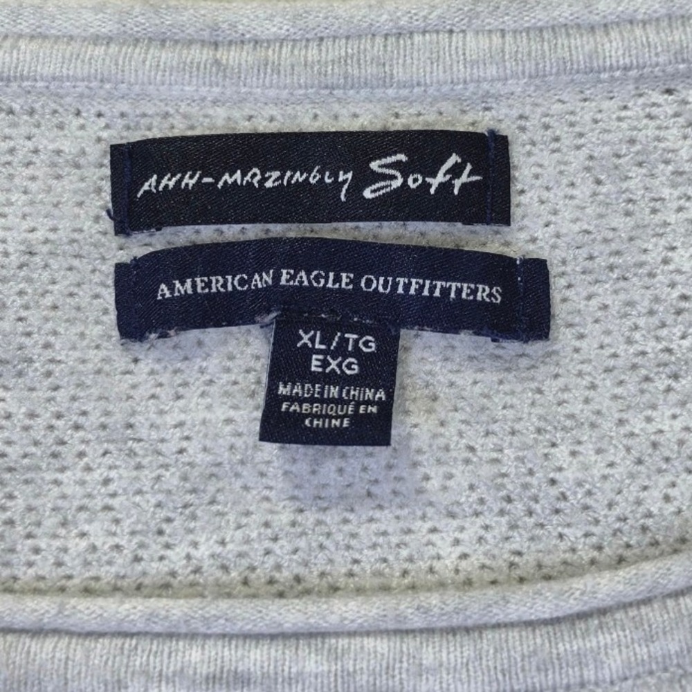 American Eagle Ahh-mazingly Soft Gray Varsity Stripe Knit Sweater Womens Cozy XL - Picture 2 of 6